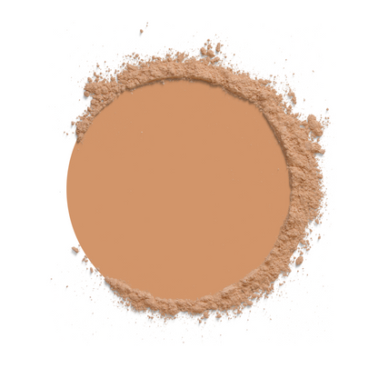 Circular pile of brown powder on a white background