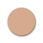 Round beige makeup compact on a white background