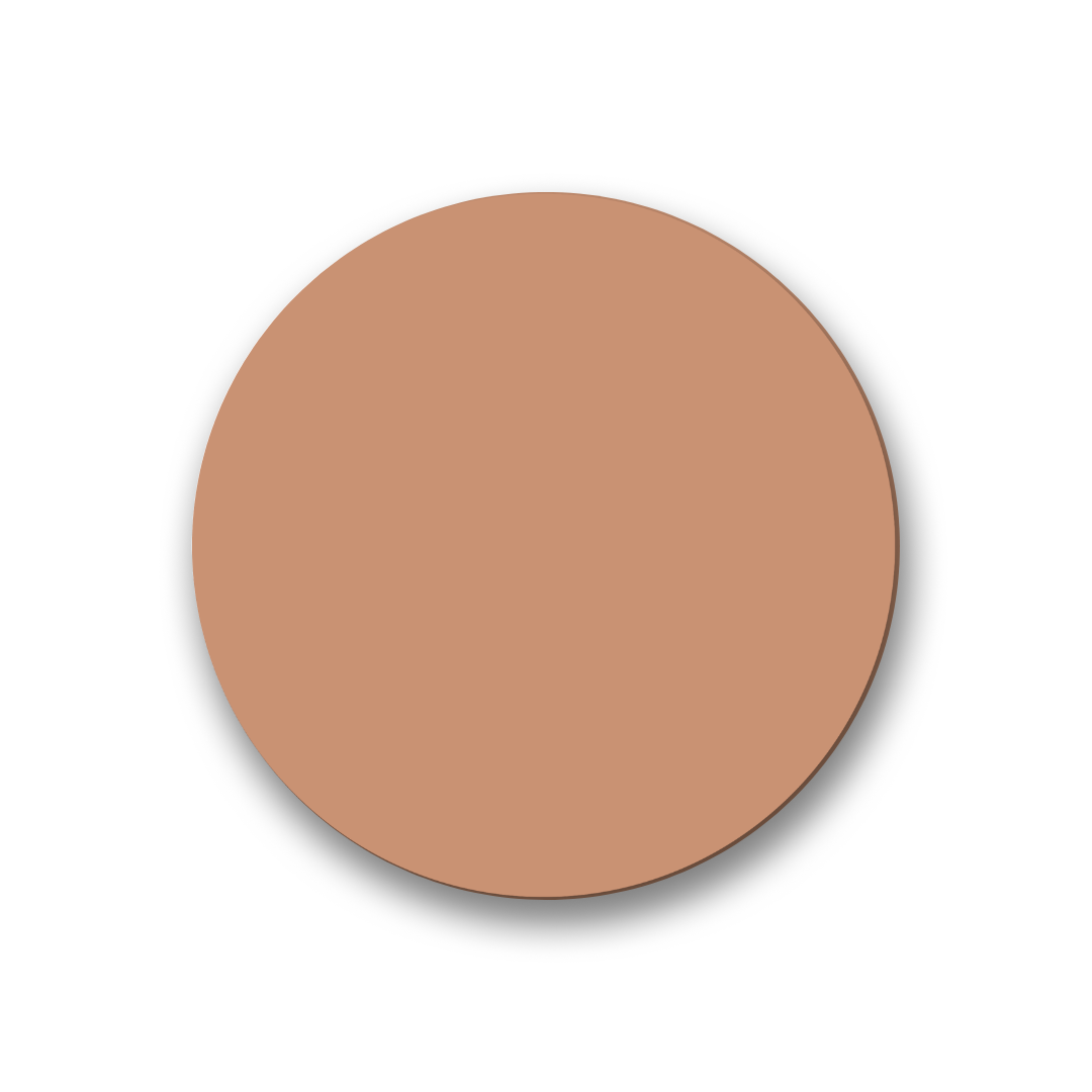 Round beige makeup compact on a white background